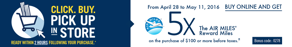 Saturday and Sunday, April 23 and 24, 2016 before noon, at participating stores. Get 15% cash back in RONA promotional gift card with any product purchase of $100 or more (before taxes).