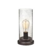 Lampe de table Tybalt, abat-jour en verre fini bullé, bronze