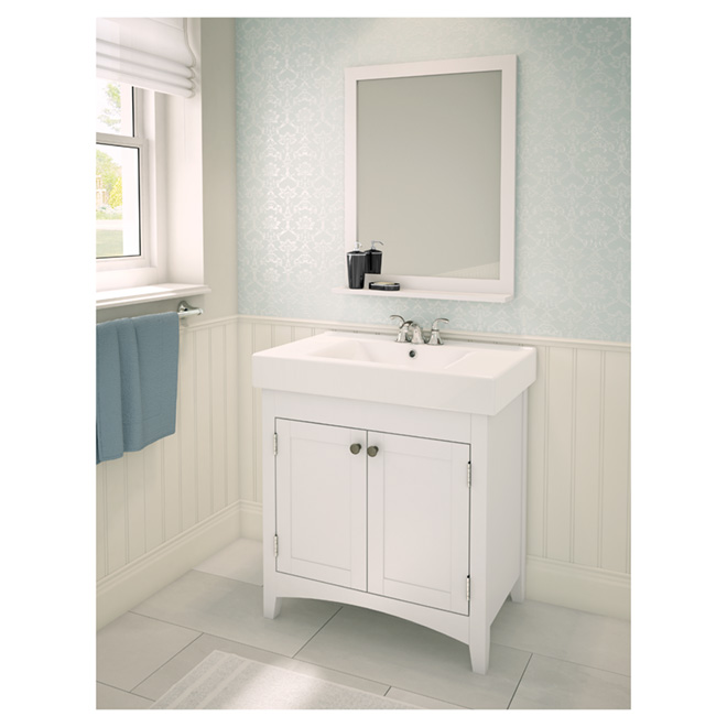 Bathroom Sink Vanity with Reversible Doors - White - 29