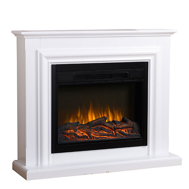 Decorative Electric Fireplace | RONA 25-in width firebox. Dual heat settings: 750 W / 1500 W (120 V). Heats up to 400 sq ft (4500 BTU). Hidden manual control switch with thermostat contr...