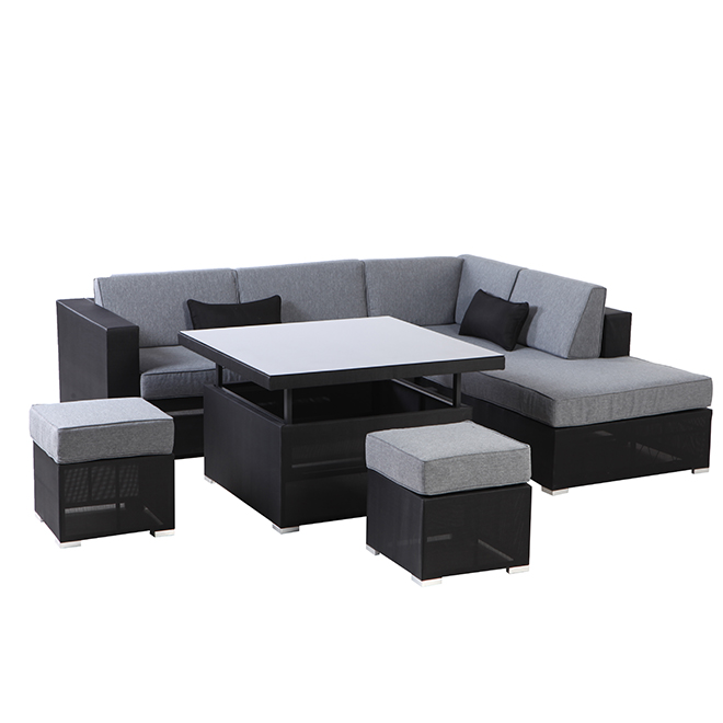 Ensemble modulaire pour patio Soho, gris/noir, 5 à 7 places RONA