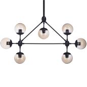 Pendant - 7 Lights - Smoked Glass Spheres - Vintage - Black