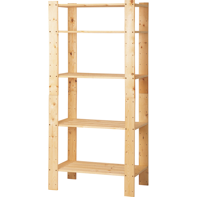 5-Shelf Pine Storage Unit 30" x 16" x 60" - Natural | RONA