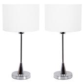 Ensemble de lampes de table, 60 W, chrome, 2 pièces