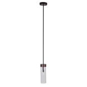 Single pendant - Seeded Glass - Wood Finish - Black