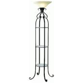 Torchiere lamp with shelves