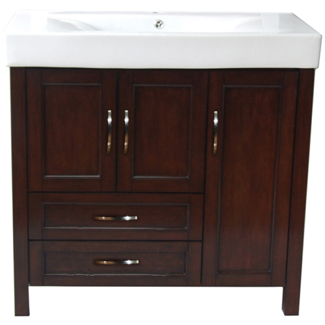 Larissa Vanity with 3 Doors and 2 Drawers - Walnut RONA