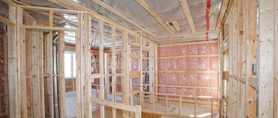 Wall divisions in a house in construction