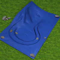 Cover the hole with the liner and secure the edges with fieldstones