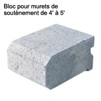 Bloc pour murets de soutènement de 4' à 5'