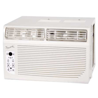 Window-installed air conditioner unit.