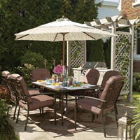 Outdoor dining can be a pleasant addition to an outdoor patio.