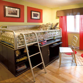 By raising the bed, space is created beneath for storage of other items.