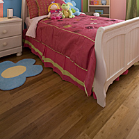 Choose a floor covering that's easy to clean, such as wood, laminate, smooth linoleum or vinyl