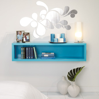 Turquoise-colored console made of MDF