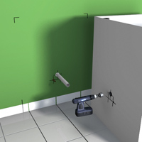 Position the vanity for the laundry sink