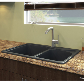 Double-bowl "Anthracite" granite sink