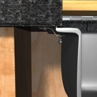 Screw the clips to the rim of the sink