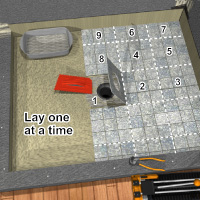 Laying the floor tiles