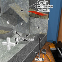 Laying the wall tiles