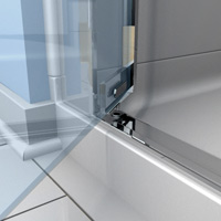 Install door into the bottom pivot support.