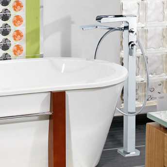 Floor-mount bathtub faucet
