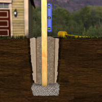 Fence post foundation with posts inserted into form tubes (sonotubes)