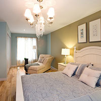 Two coloured bedroom : light blue and green