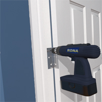 The door slab is attached to the jamb with screws