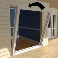 Tilt the door into the opening. 