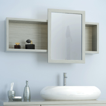 Bathroom Furniture Storage on The Mirror Door Slides Back And Forth On This Modern Medicine Cabinet