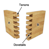 Insert the tenons in the dovetails