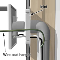 Use a coat hanger to help install the inlets.