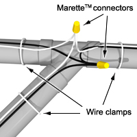 Wires need to be connected with wire nuts and electrical tape.