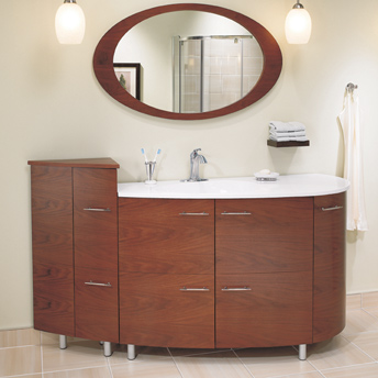 large bathroom cabinet adds storage space