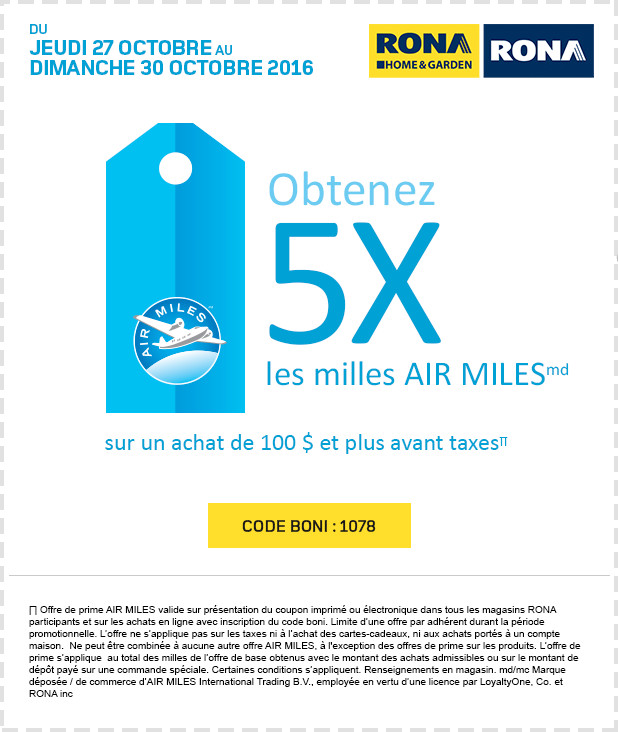 offre vip bulletin promo RONA