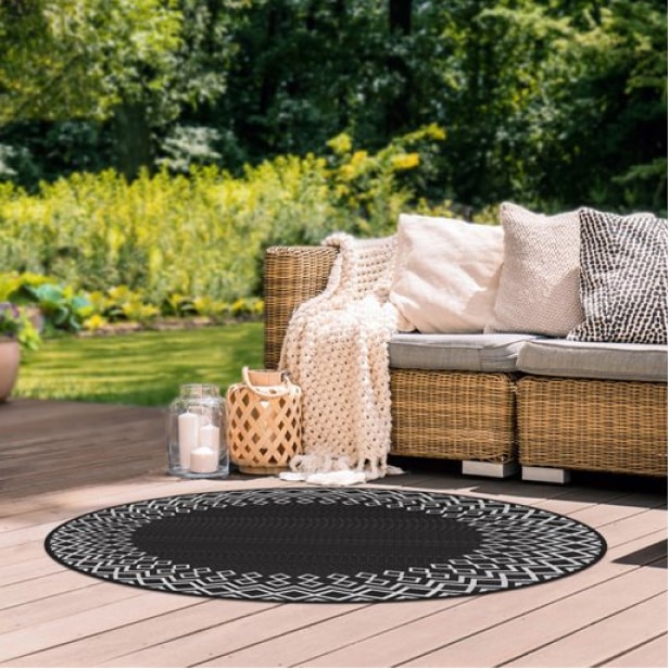 Jute Rug Beige with Black Border Oval Shape Farmhouse Jute Area Rug for  Home Décor, Living Room, Hallway (60 x 84 Inch (5x7 Feet))