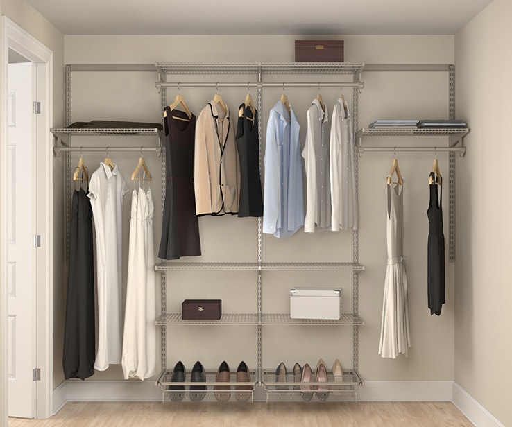 Vertical Closet Organizer Storage Shelf System Clothes Shelves Rods 12in White 