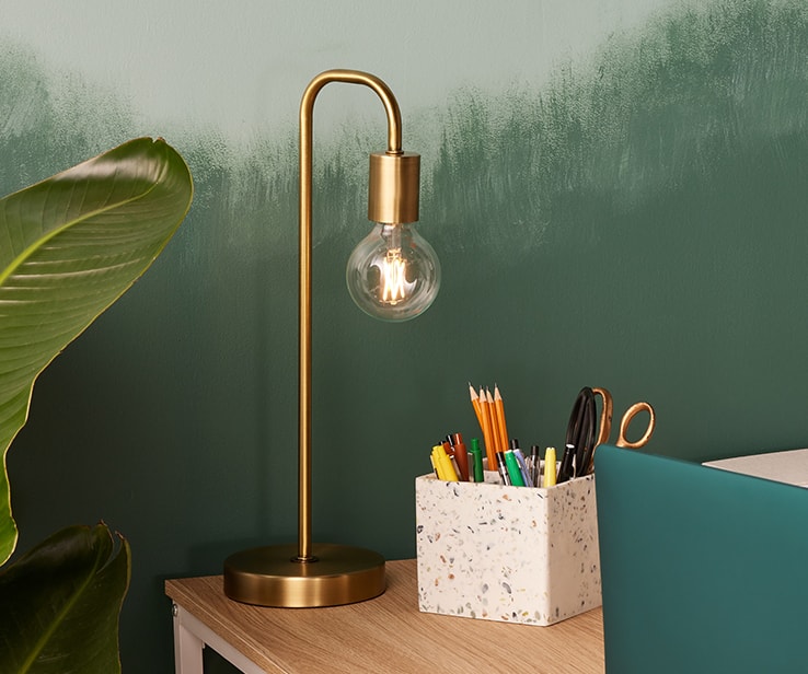 Gold vintage-looking desk lamp
