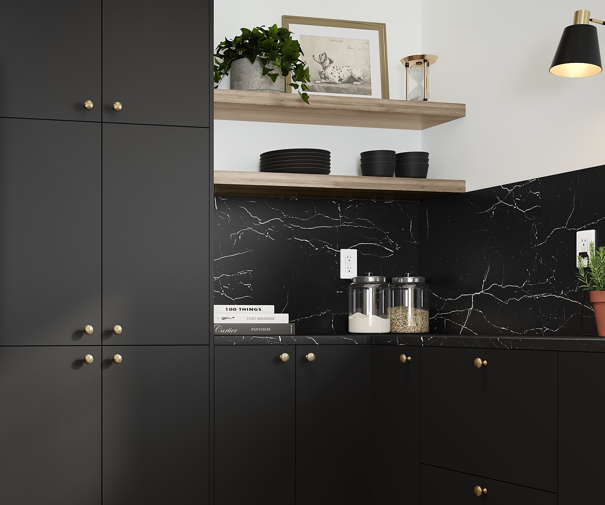 Black minimalist kitchen cabinets