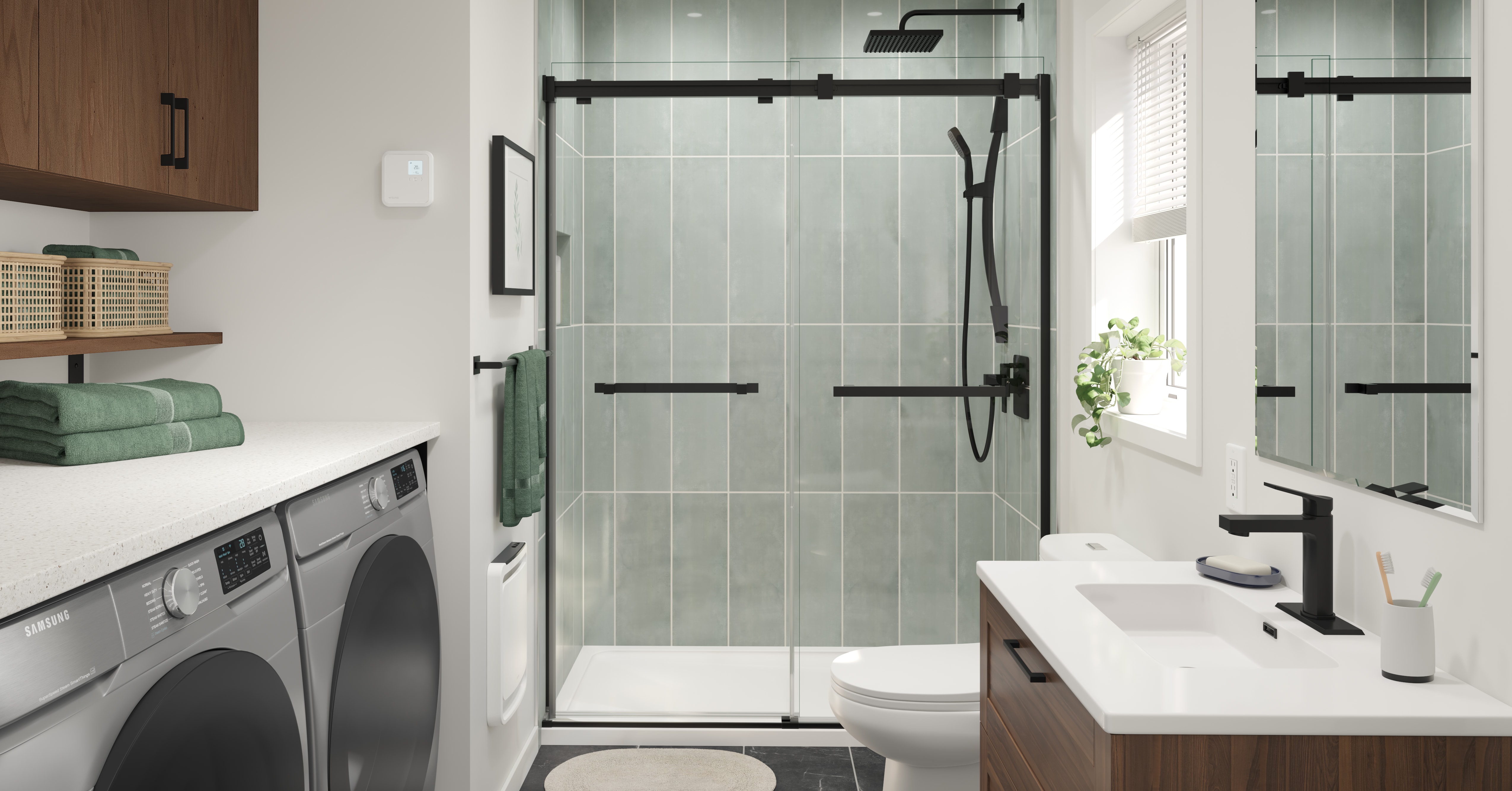 Renovation on a Budget: Small Bathroom with Laundry Corner
