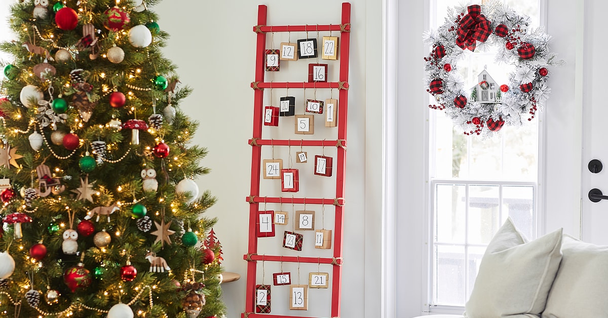 Red advent calendar ladder
