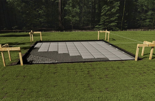 Shed foundation using concrete pavers