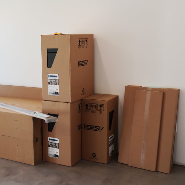 Eklipse preassembled cabinets delivered in boxes