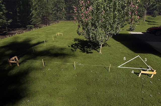 Backyard with rope and markers