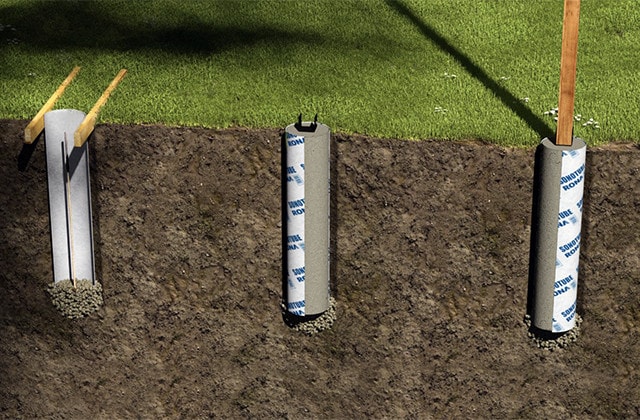 Concrete pillars without footings in the ground