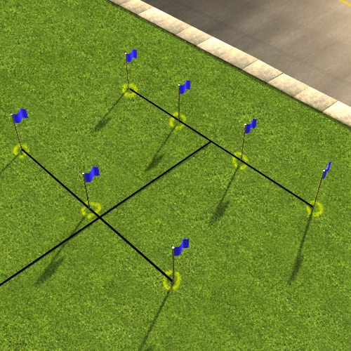 Irrigation system mapped out on a lawn Irrigation system mapped out on a lawn