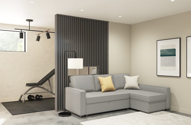 Grey room divider wall