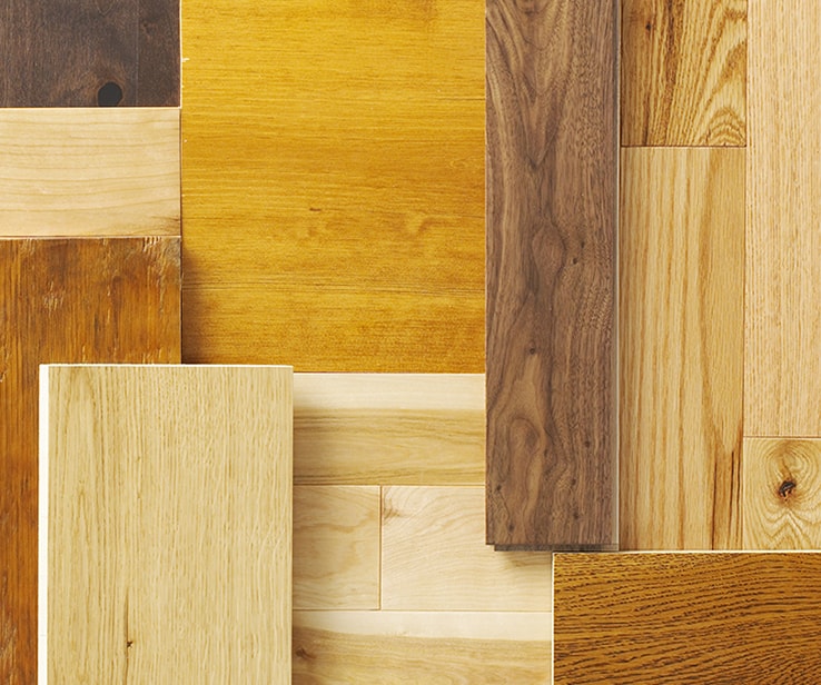 Different hardwood flooring samples