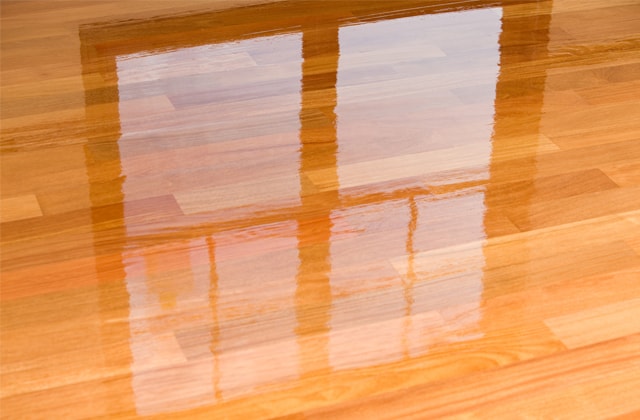 Highly glossy wooden floor